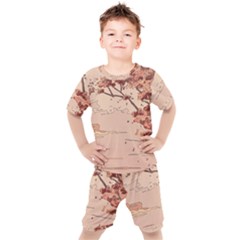 Pastel Nature , Art, Blue, Cute, Nature, Pink Kids  T-shirt And Shorts Set by kyorashop23