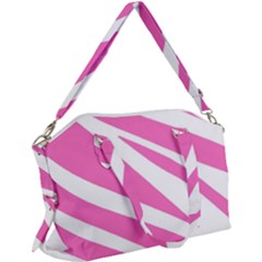 White Pink Stripes, Pattern Canvas Crossbody Bag by kyorashop23