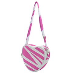 White Pink Stripes, Pattern Heart Shoulder Bag by kyorashop23