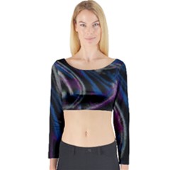 Multicolored Abstract Dynamic Shapes Print Long Sleeve Crop Top by dflcprintsclothing
