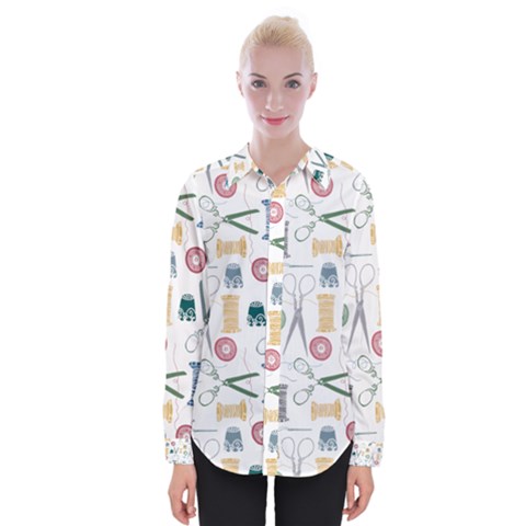 Pattern Seamless Texture Sewing Womens Long Sleeve Shirt by Salmanaz77