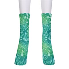 Retro Flower Pattern Design Batik Crew Socks by Posterlux