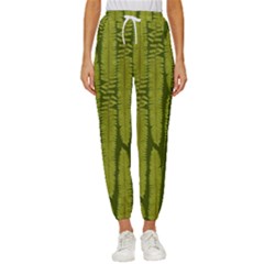 Fern Texture Nature Leaves Women s Cropped Drawstring Pants by Posterlux
