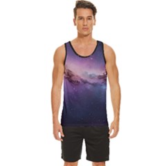 Cosmic Dreamscape Print (ai) Black Backgrond Men s Wide Collar Tank Top by dflcprintsclothing