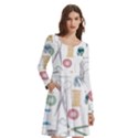 Pattern Seamless Texture Sewing Long Sleeve Knee Length Skater Dress With Pockets View2