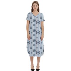 Snowflakes Winter Christmas T-shirt Midi Dress With Pockets by anzea
