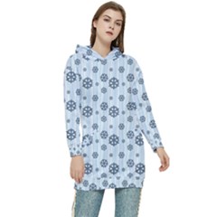 Snowflakes Winter Christmas Women s Long Oversized Pullover Hoodie by anzea