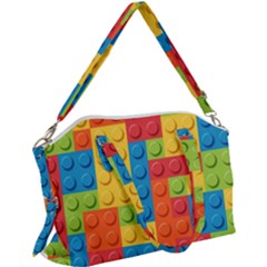 Lego Bricks, Colorful Dots Background Canvas Crossbody Bag by kyorashop23