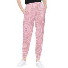 Pink Retro Texture With Circles, Retro Circles Background, Women s Tapered Pants by kyorashop23