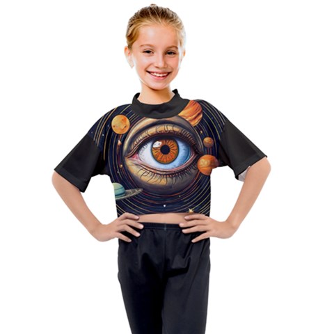 Eye Of The Universe (ai) Kids Mock Neck T-shirt by dflcprintsclothing