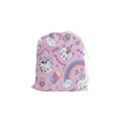 Beautiful Cute Animals Pattern Pink Drawstring Pouch (Small) View1