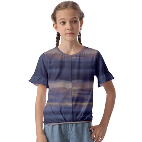 Twilight Serenade Print Kids  Cuff Sleeve Scrunch Bottom T-shirt by dflcprintsclothing