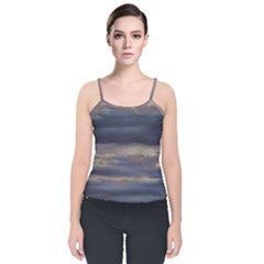 Twilight Serenade Print Velvet Spaghetti Strap Top by dflcprintsclothing