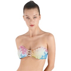 Background Pastel Geometric Lines Twist Bandeau Bikini Top by anzea