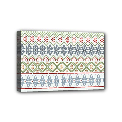 Christmas Star Flower Red Blue Mini Canvas 6  X 4  (stretched) by anzea
