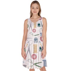 Pattern Seamless Texture Sewing Knee Length Skater Dress With Pockets by Salmanaz77