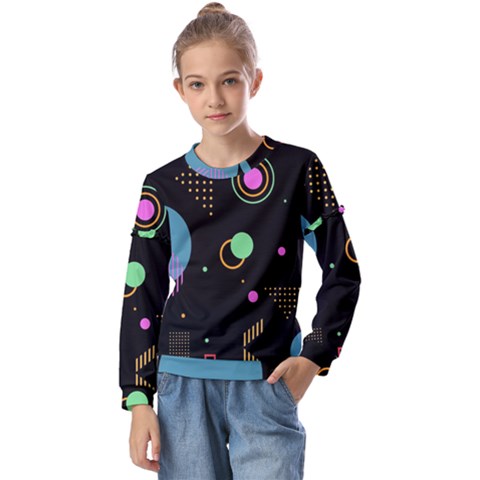Colartive, Aesthetic, Amoled, Black, Colorful, Desenho Kids  Long Sleeve T-shirt With Frill  by kyorashop23