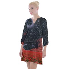 Astrology Surreal Surrealism Trippy Visual Art Open Neck Shift Dress by Bedest