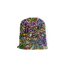 Graffiti Word Seamless Pattern Drawstring Pouch (small) by Bedest