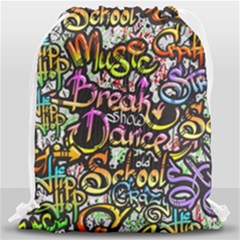 Graffiti Word Seamless Pattern Drawstring Bag (large) by Bedest