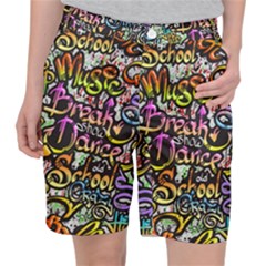 Graffiti Word Seamless Pattern Women s Pocket Shorts by Bedest