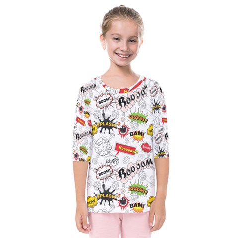 Pattern Seamless Texture Cartoon Kids  Quarter Sleeve Raglan T-shirt by Bedest