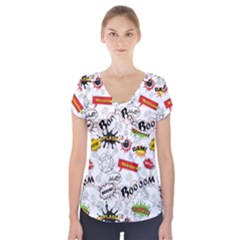 Pattern Seamless Texture Cartoon Short Sleeve Front Detail Top by Bedest