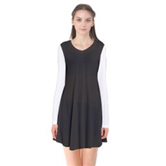 Elegnat Bw Print Long Sleeve V-neck Flare Dress by dflcprintsclothing