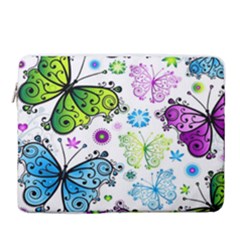 Butterflies, Abstract, Background, Colorful 15  Vertical Laptop Sleeve Case With Pocket by kyorashop23