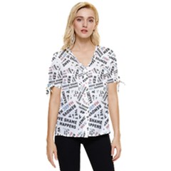 Embrace The Magic Inspirational Phrase Pattern Bow Sleeve Button Up Top by dflcprintsclothing
