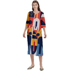 Abstract Pattern Design Women s Cotton 3/4 Sleeve Nightgown by Salmanaz77