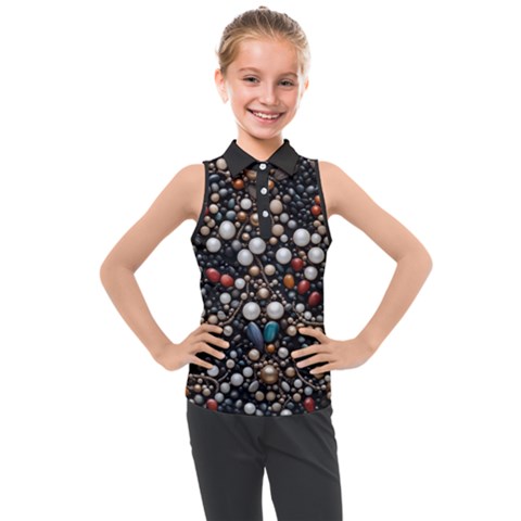 Pearls And Stones Kids  Sleeveless Polo T-shirt by dedoma