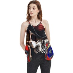 Confederate Flag Usa America United States Csa Civil War Rebel Dixie Military Poster Skull Flowy Camisole Tank Top by Ket1n9