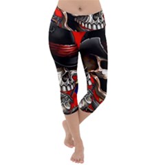Confederate Flag Usa America United States Csa Civil War Rebel Dixie Military Poster Skull Lightweight Velour Capri Yoga Leggings by Ket1n9