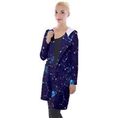 Realistic Night Sky Poster With Constellations Hooded Pocket Cardigan by Ket1n9