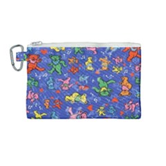 Grateful Dead Dancing Bears Pattern Canvas Cosmetic Bag (medium) by Salmanaz77