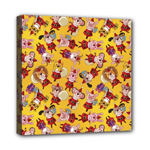 Cartoon Xmas Characters Pattern Mini Canvas 8  X 8  (stretched) by kyorashop23