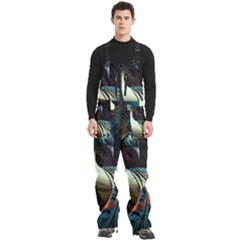 Colorful Peacock Bird Feathers Men s Front Zip Ski And Snowboard Bib Pants by Apen