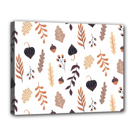 Autumn Seamless Leaves Pattern  Canvas 14  X 11  (stretched) by Safari