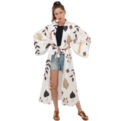Autumn Seamless Leaves Pattern  Maxi Kimono by Safari