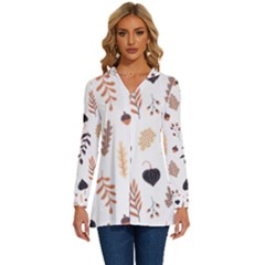 Autumn Seamless Leaves Pattern  Long Sleeve Drawstring Hooded Top by Safari
