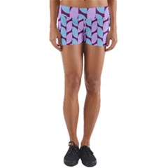 Purple Blue Pattern Yoga Shorts by ytdream