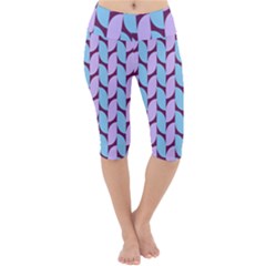 Purple Blue Pattern Lightweight Velour Cropped Yoga Leggings by ytdream