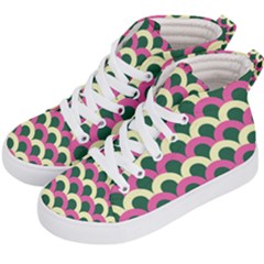 Green Yellow Pattern Kids  Hi-top Skate Sneakers by ytdream