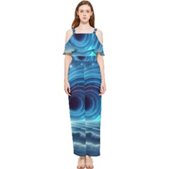 Astral Waveform Fantasy Draped Sleeveless Chiffon Jumpsuit by Grandong