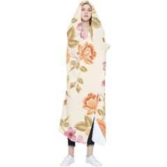 Peony Flower Pattern Background Wearable Blanket by Grandong