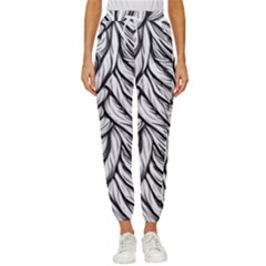 Black White Flower Texture Pattern Women s Cropped Drawstring Pants by Grandong