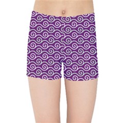 Violet White Pattern Kids  Sports Shorts by ytdream