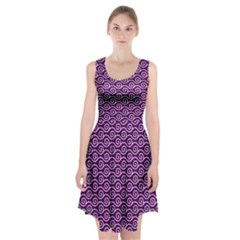 Violet White Pattern Racerback Midi Dress by ytdream