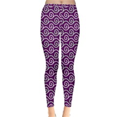 Violet White Pattern Inside Out Leggings by ytdream